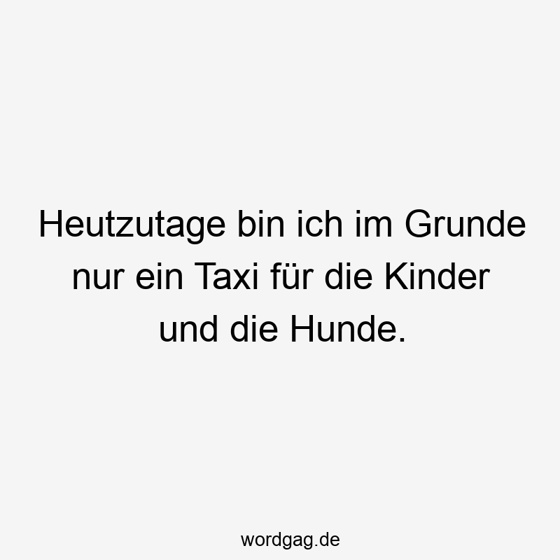 Heutzutage bin ich im Grunde nur ein Taxi fĂźr die Kinder und die Hunde.