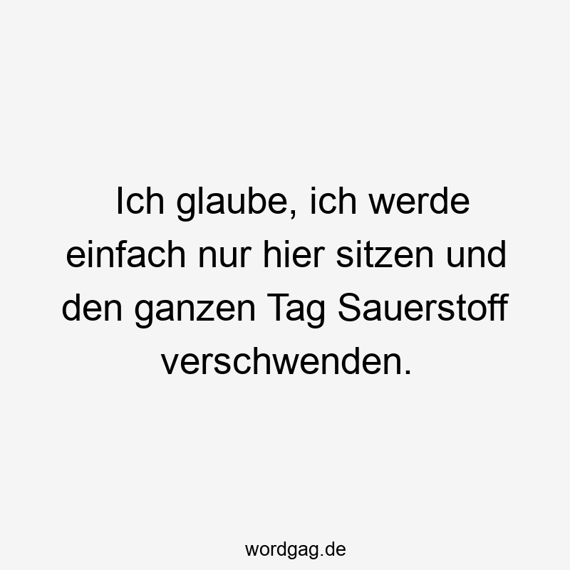 Ich glaube, ich werde einfach nur hier sitzen und den ganzen Tag Sauerstoff verschwenden.