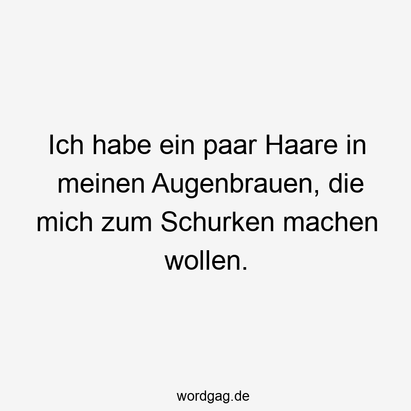 Ich habe ein paar Haare in meinen Augenbrauen, die mich zum Schurken machen wollen.