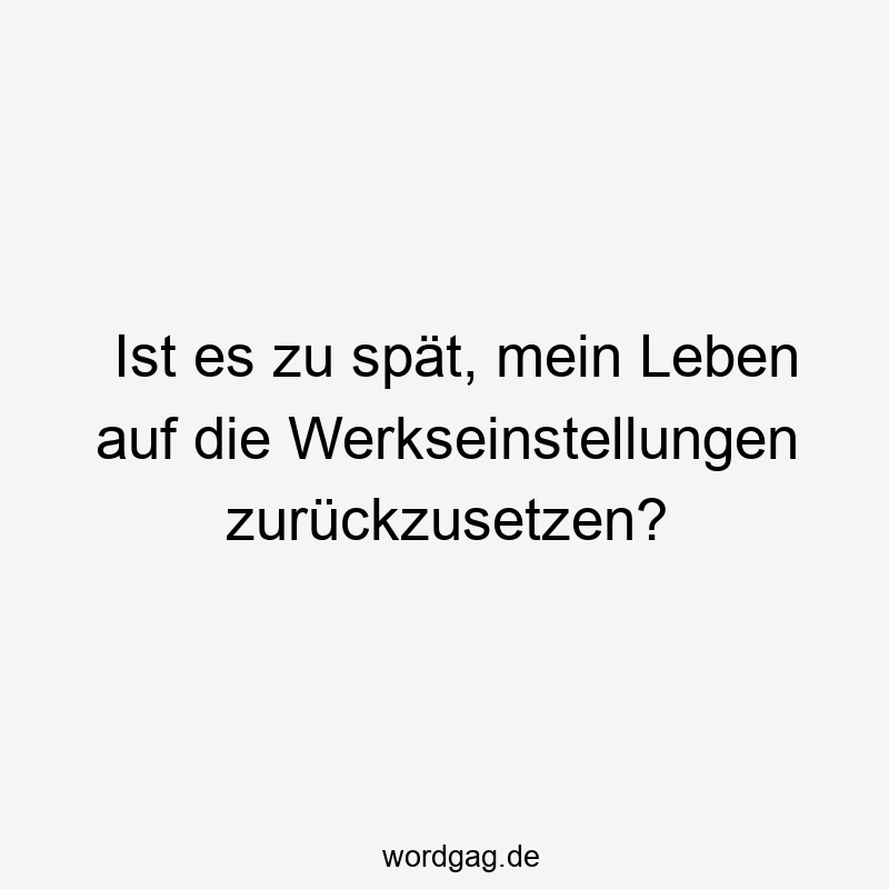 Ist es zu spät, mein Leben auf die Werkseinstellungen zurückzusetzen?
