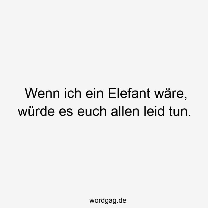 Wenn ich ein Elefant wäre, würde es euch allen leid tun.