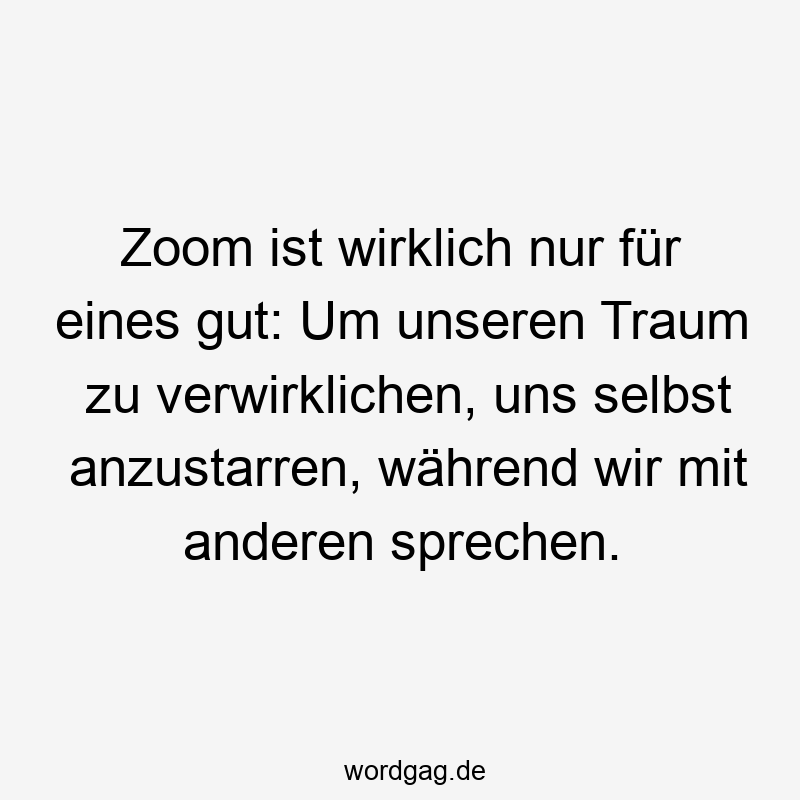 Zoom ist wirklich nur für eines gut: Um unseren Traum zu verwirklichen, uns selbst anzustarren, während wir mit anderen sprechen.
