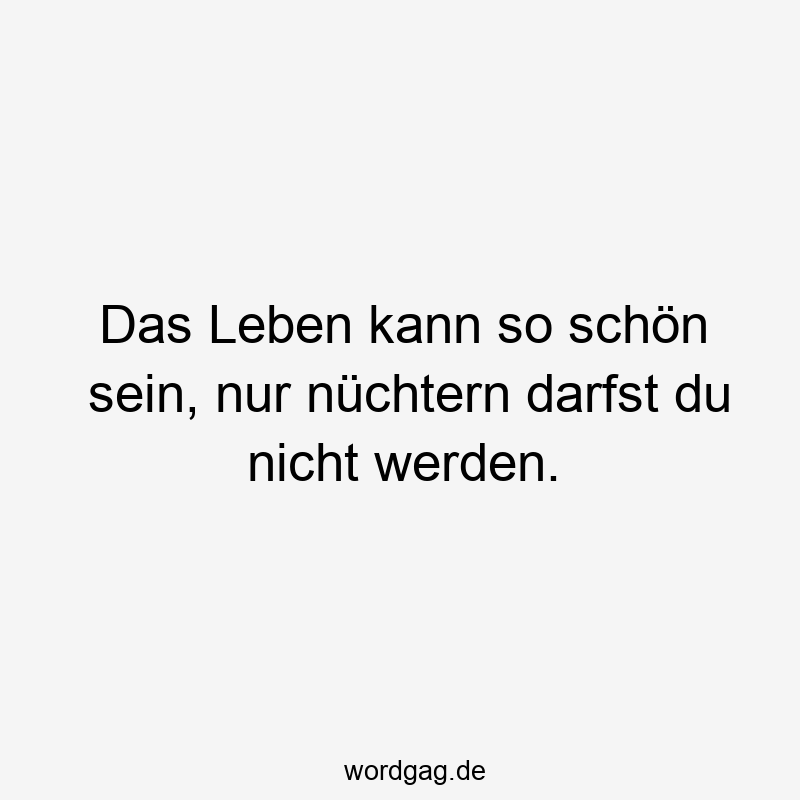 Das Leben kann so schön sein, nur nüchtern darfst du nicht werden.