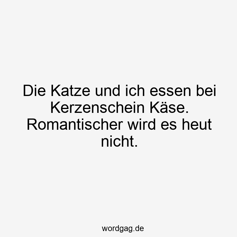 Die Katze und ich essen bei Kerzenschein Käse. Romantischer wird es heut nicht.