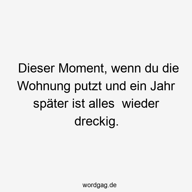 Dieser Moment, wenn du die Wohnung putzt und ein Jahr später ist alles wieder dreckig.
