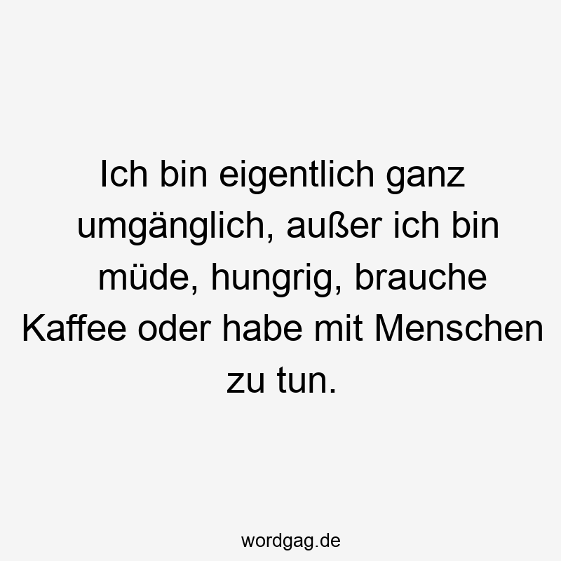 119 Lustige Müde Sprüche - Ich bin eigentlich ganz umgänglich, außer ich bin müde, hungrig, brauche Kaffee oder habe mit Menschen zu tun.