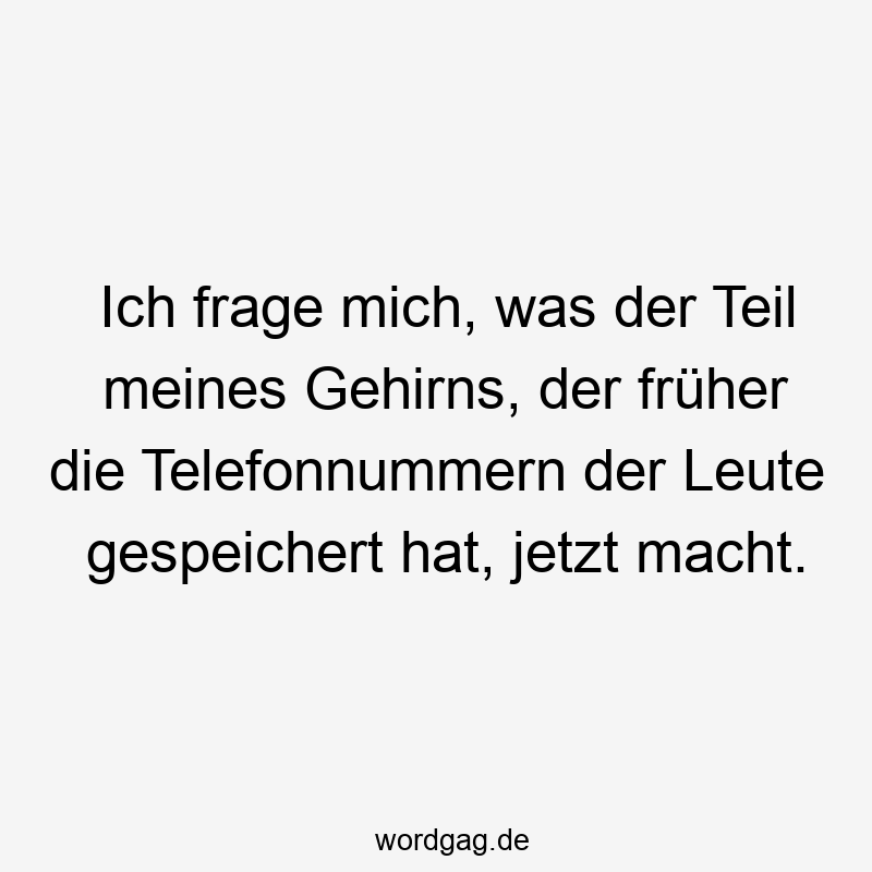 Ich frage mich, was der Teil meines Gehirns, der früher die Telefonnummern der Leute gespeichert hat, jetzt macht.