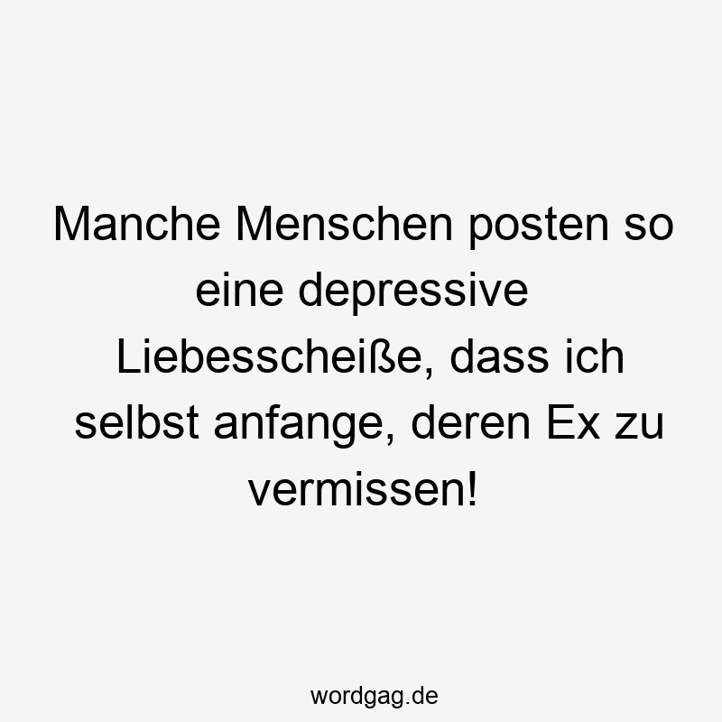 Manche Menschen posten so eine depressive Liebesscheiße, dass ich selbst anfange, deren Ex zu vermissen!