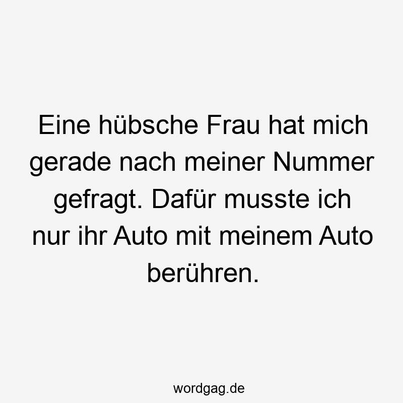 Eine hübsche Frau hat mich gerade nach meiner Nummer gefragt. Dafür musste ich nur ihr Auto mit meinem Auto berühren.