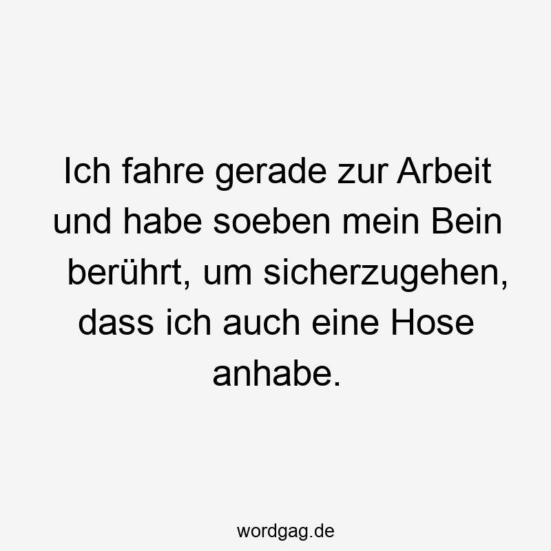 Ich fahre gerade zur Arbeit und habe soeben mein Bein berührt, um sicherzugehen, dass ich auch eine Hose anhabe.