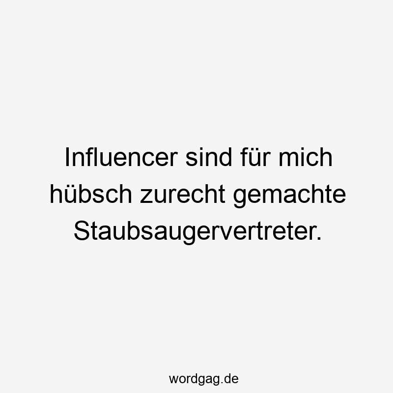 Influencer sind für mich hübsch zurecht gemachte Staubsaugervertreter.