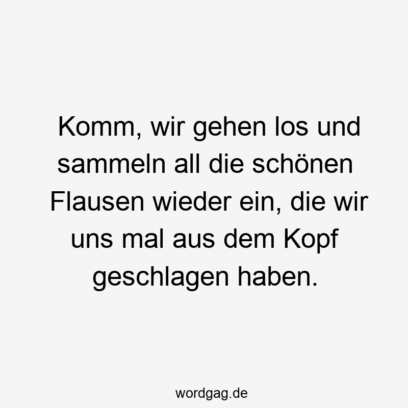 Lustige Flausen Sprüche - Komm, wir gehen los und sammeln all die schönen Flausen wieder ein, die wir uns mal aus dem Kopf geschlagen haben.