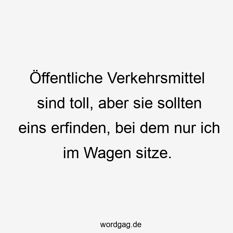 Öffentliche Verkehrsmittel sind toll, aber sie sollten eins erfinden, bei dem nur ich im Wagen sitze.