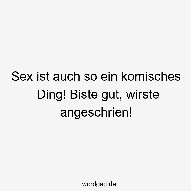 Sex ist auch so ein komisches Ding! Biste gut, wirste angeschrien!