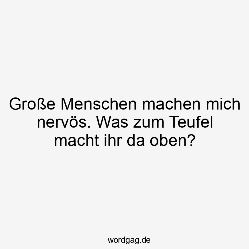Lustige Höhenangst Sprüche - Große Menschen machen mich nervös. Was zum Teufel macht ihr da oben?