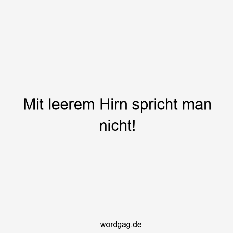 Lustige Sprüche: sprechen - Mit leerem Hirn spricht man nicht!