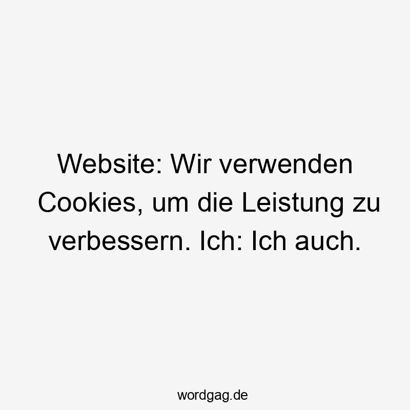 Lustige Leistung Sprüche - Website: Wir verwenden Cookies, um die Leistung zu verbessern. Ich: Ich auch.