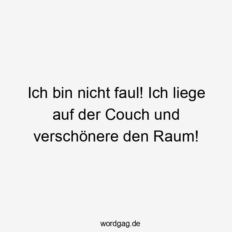Ich bin nicht faul! Ich liege auf der Couch und verschönere den Raum!