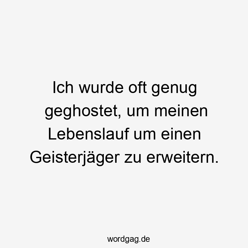 Lustige Sprüche: Spuk - Ich wurde oft genug geghostet, um meinen Lebenslauf um einen Geisterjäger zu erweitern.