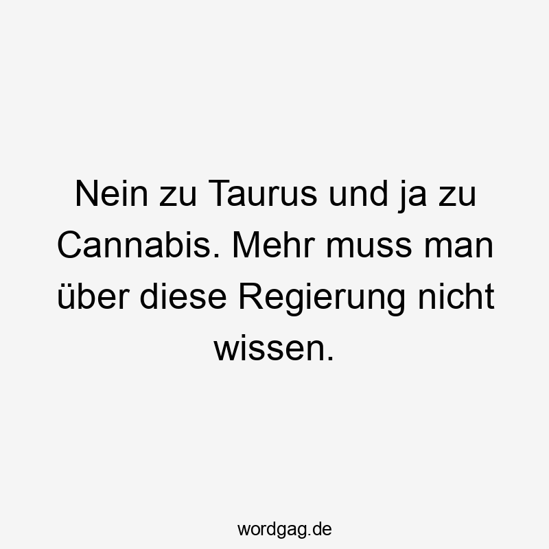 Nein zu Taurus und ja zu Cannabis. Mehr muss man über diese Regierung nicht wissen.