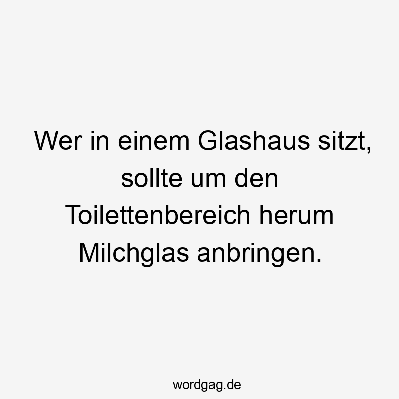 Wer in einem Glashaus sitzt, sollte um den Toilettenbereich herum Milchglas anbringen.