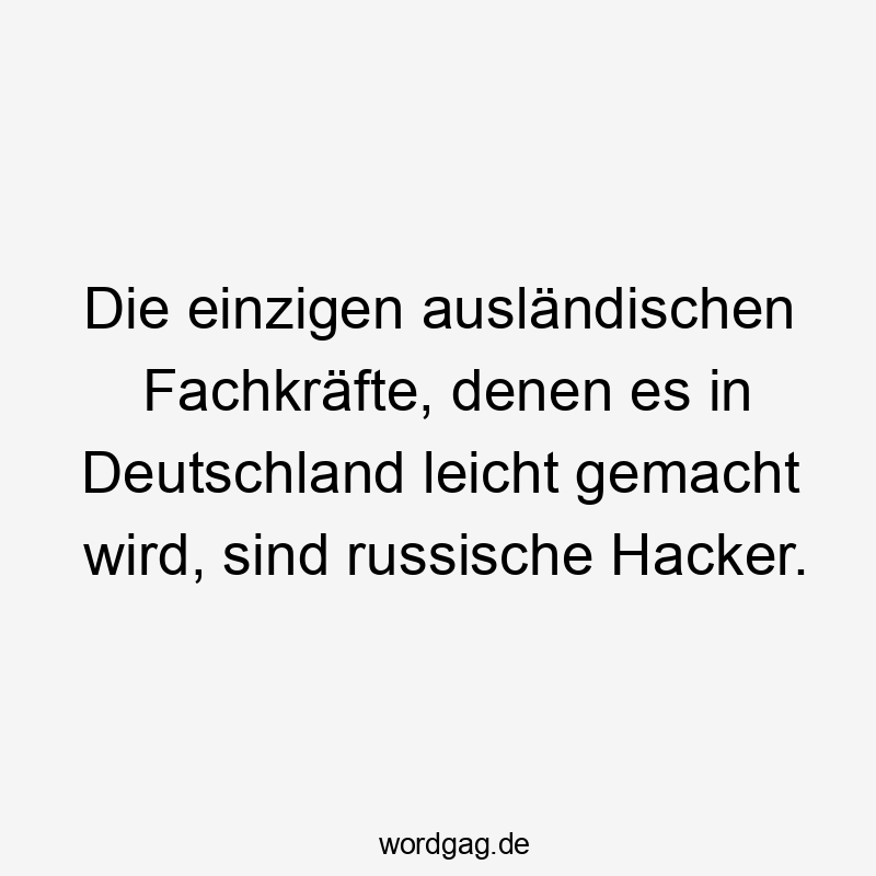 Lustige Fachkräfte Sprüche - Die einzigen ausländischen Fachkräfte, denen es in Deutschland leicht gemacht wird, sind russische Hacker.