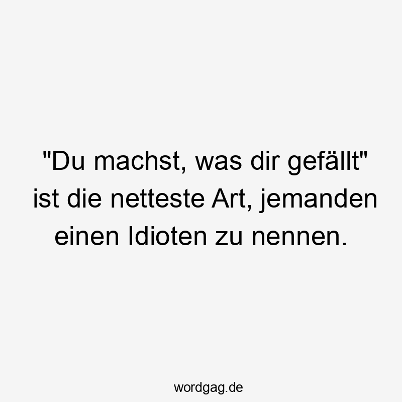 „Du machst, was dir gefällt“ ist die netteste Art, jemanden einen Idioten zu nennen.