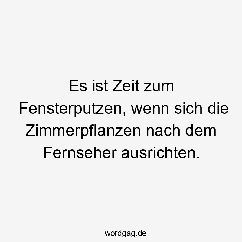 Lustige Sprüche: Fenster - Es ist Zeit zum Fensterputzen, wenn sich die Zimmerpflanzen nach dem Fernseher ausrichten.