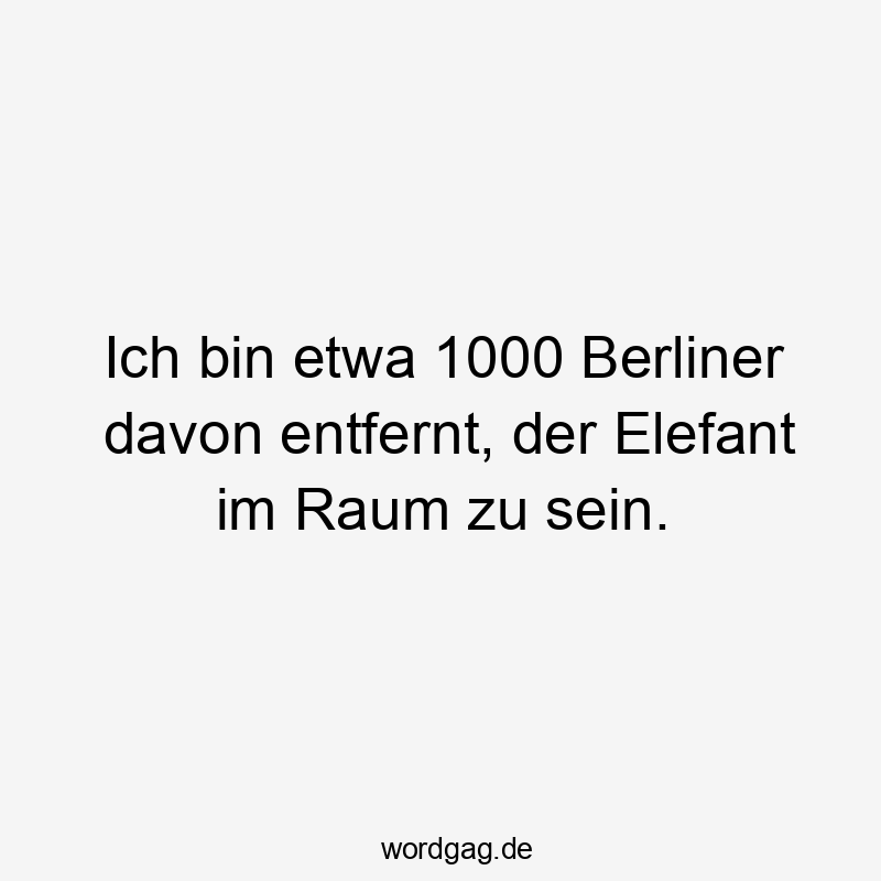 Ich bin etwa 1000 Berliner davon entfernt, der Elefant im Raum zu sein.