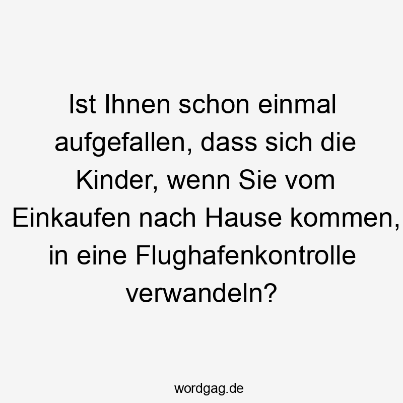 Ist Ihnen schon einmal aufgefallen, dass sich die Kinder, wenn Sie vom Einkaufen nach Hause kommen, in eine Flughafenkontrolle verwandeln?