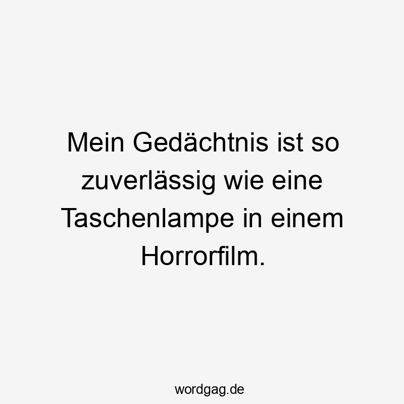 Mein Gedächtnis ist so zuverlässig wie eine Taschenlampe in einem Horrorfilm.