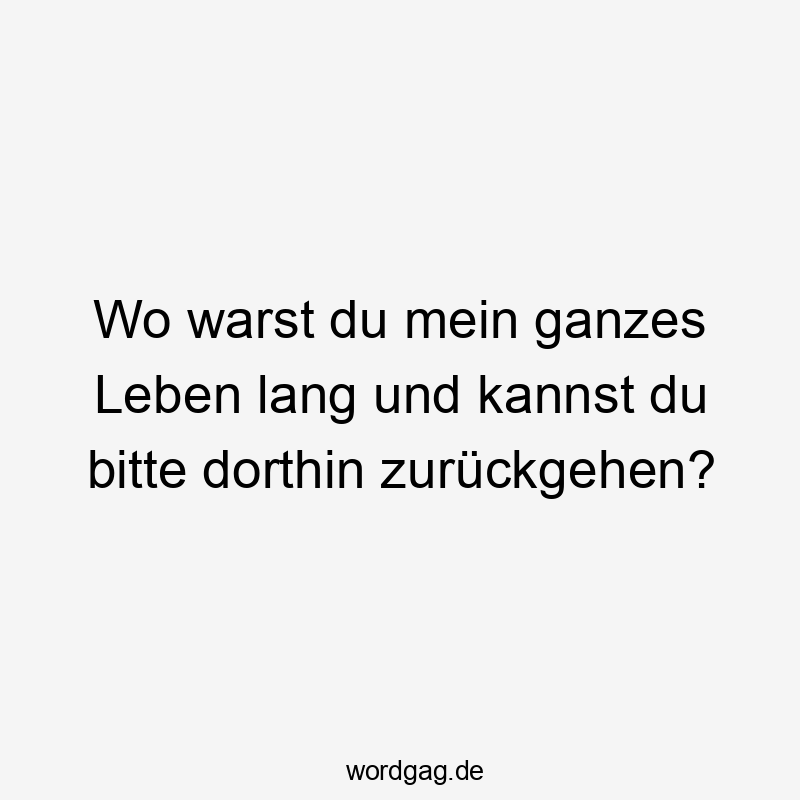 Wo warst du mein ganzes Leben lang und kannst du bitte dorthin zurückgehen?