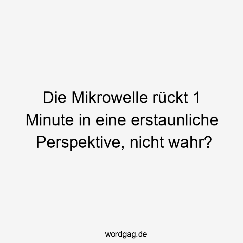 Die Mikrowelle rückt 1 Minute in eine erstaunliche Perspektive, nicht wahr?