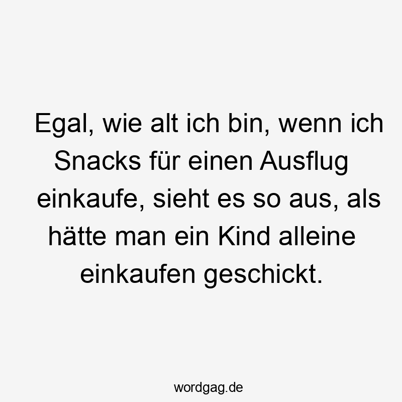 Egal, wie alt ich bin, wenn ich Snacks für einen Ausflug einkaufe, sieht es so aus, als hätte man ein Kind alleine einkaufen geschickt.