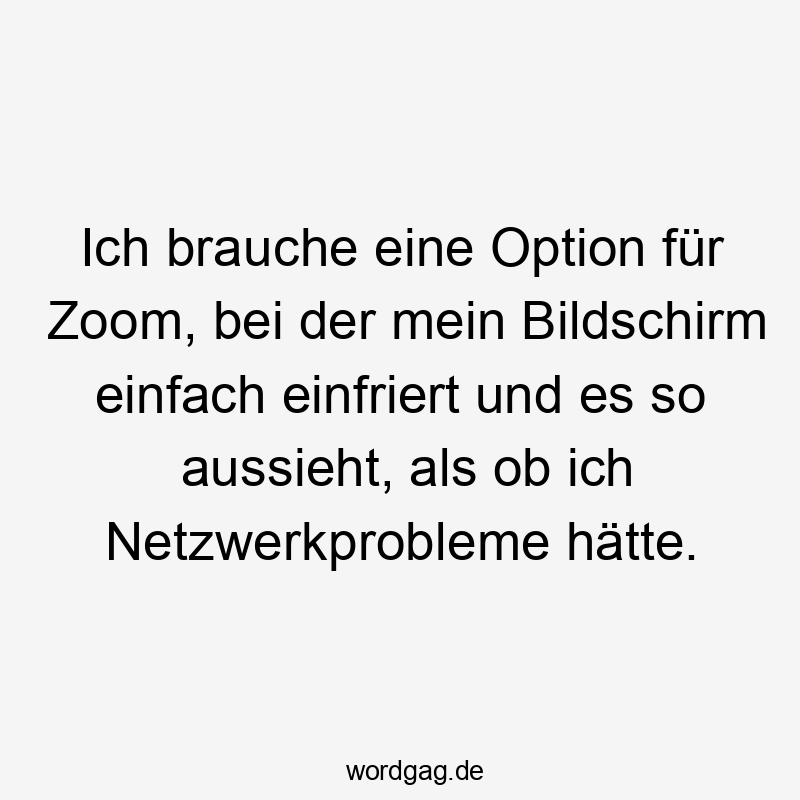 Ich brauche eine Option für Zoom, bei der mein Bildschirm einfach einfriert und es so aussieht, als ob ich Netzwerkprobleme hätte.