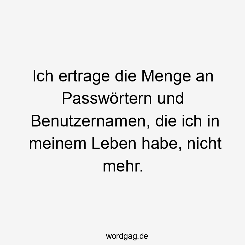 Ich ertrage die Menge an Passwörtern und Benutzernamen, die ich in meinem Leben habe, nicht mehr.