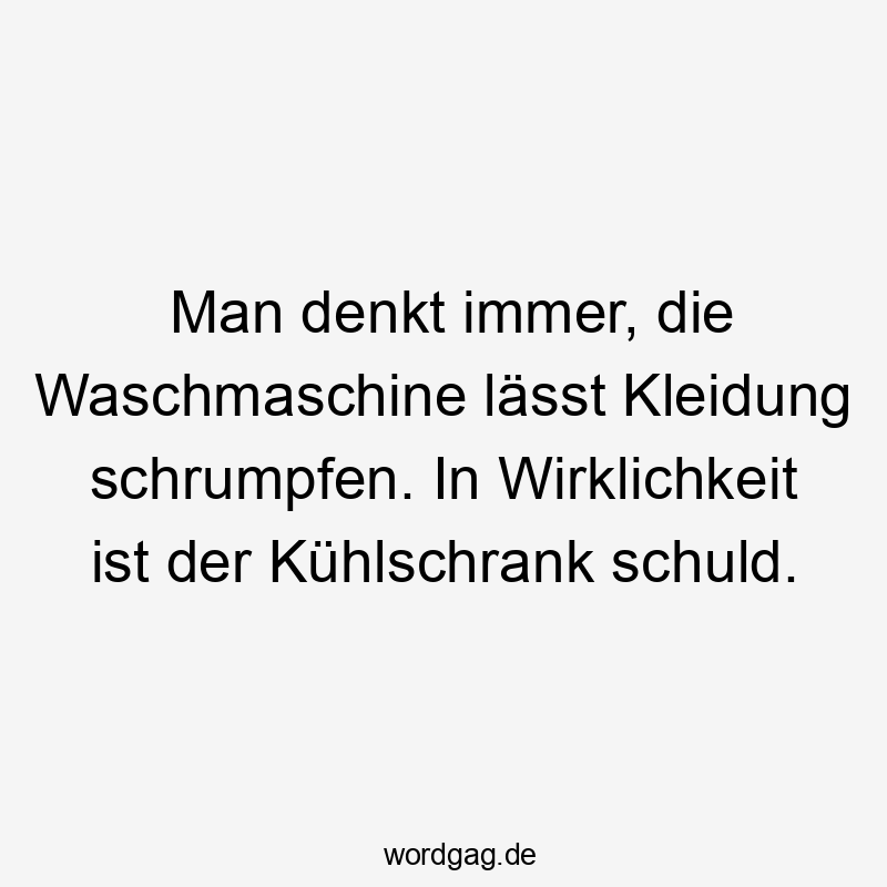 Lustige Sprüche: Übergewicht - Man denkt immer, die Waschmaschine lässt Kleidung schrumpfen. In Wirklichkeit ist der Kühlschrank schuld.