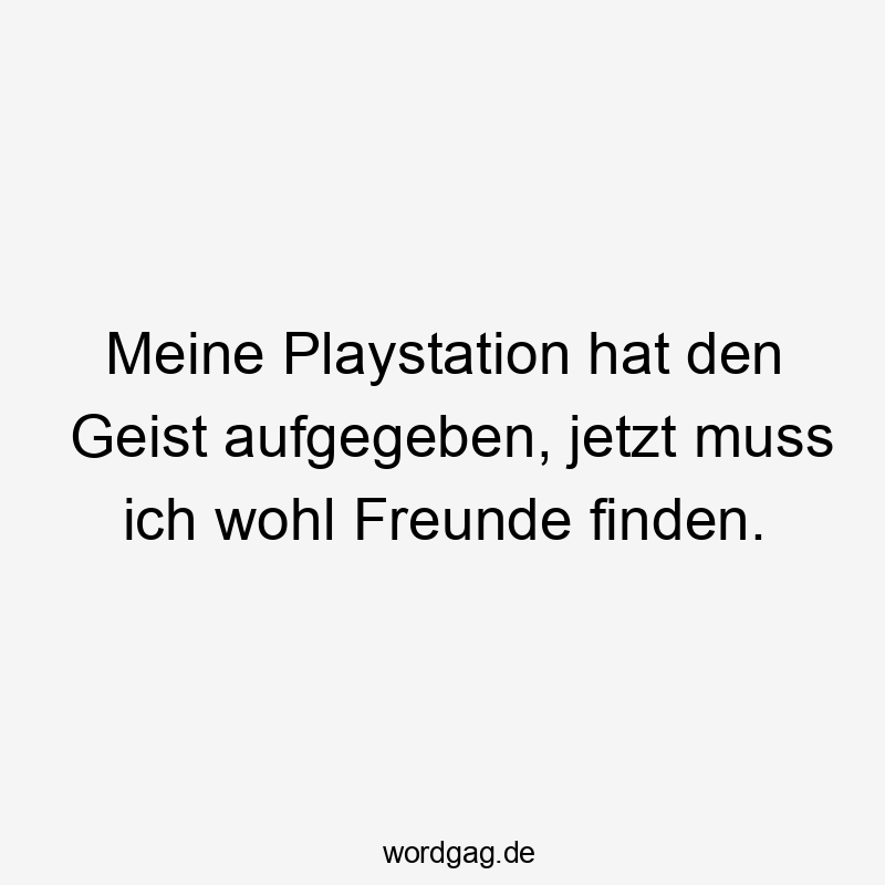 Meine Playstation hat den Geist aufgegeben, jetzt muss ich wohl Freunde finden.