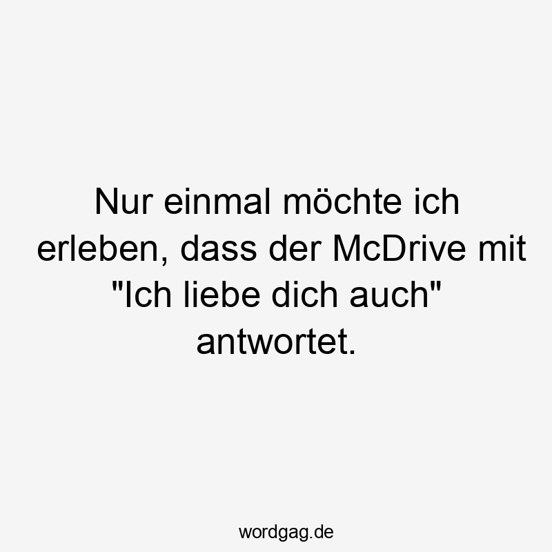 Lustige Sprüche: McDrive - Nur einmal möchte ich erleben, dass der McDrive mit „Ich liebe dich auch“ antwortet.