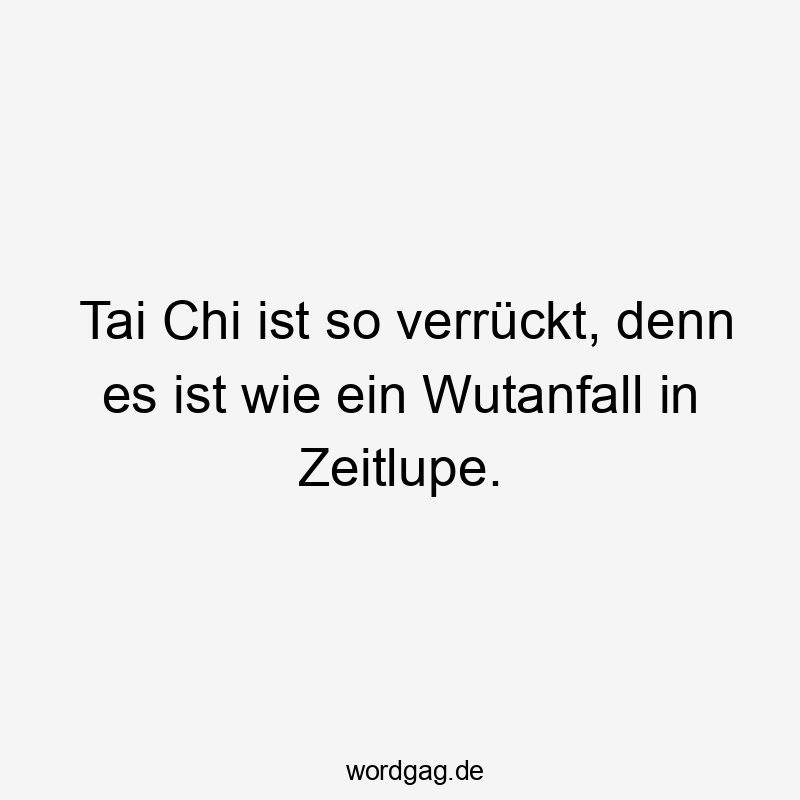 Tai Chi ist so verrückt, denn es ist wie ein Wutanfall in Zeitlupe.