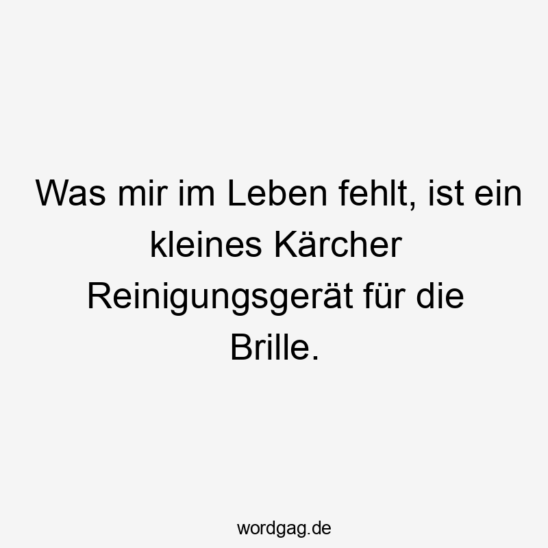 Was mir im Leben fehlt, ist ein kleines Kärcher Reinigungsgerät für die Brille.