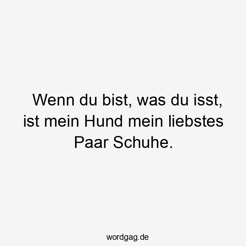 Wenn du bist, was du isst, ist mein Hund mein liebstes Paar Schuhe.