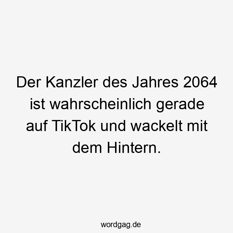 Lustige Sprüche: TikTok - Der Kanzler des Jahres 2064 ist wahrscheinlich gerade auf TikTok und wackelt mit dem Hintern.