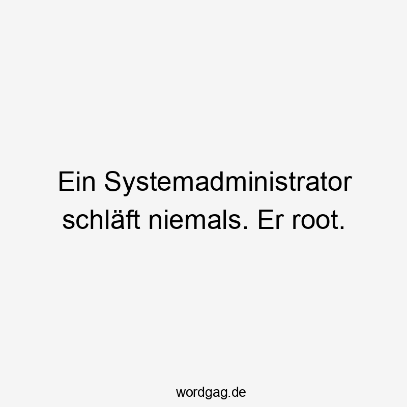 Ein Systemadministrator schläft niemals. Er root.