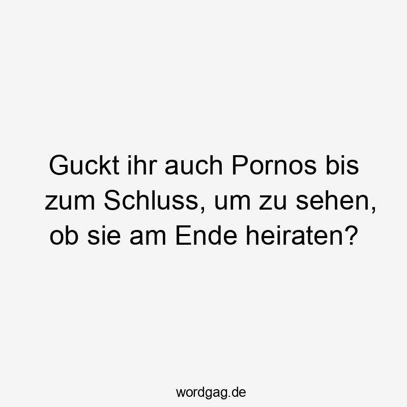 Guckt ihr auch Pornos bis zum Schluss, um zu sehen, ob sie am Ende heiraten?