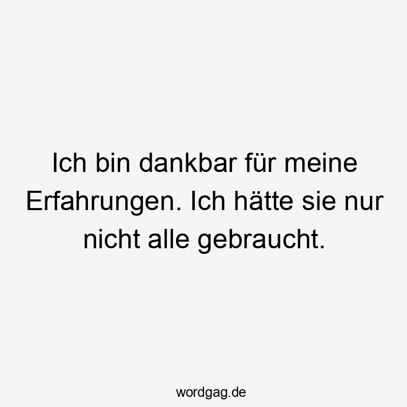 Ich bin dankbar für meine Erfahrungen. Ich hätte sie nur nicht alle gebraucht.