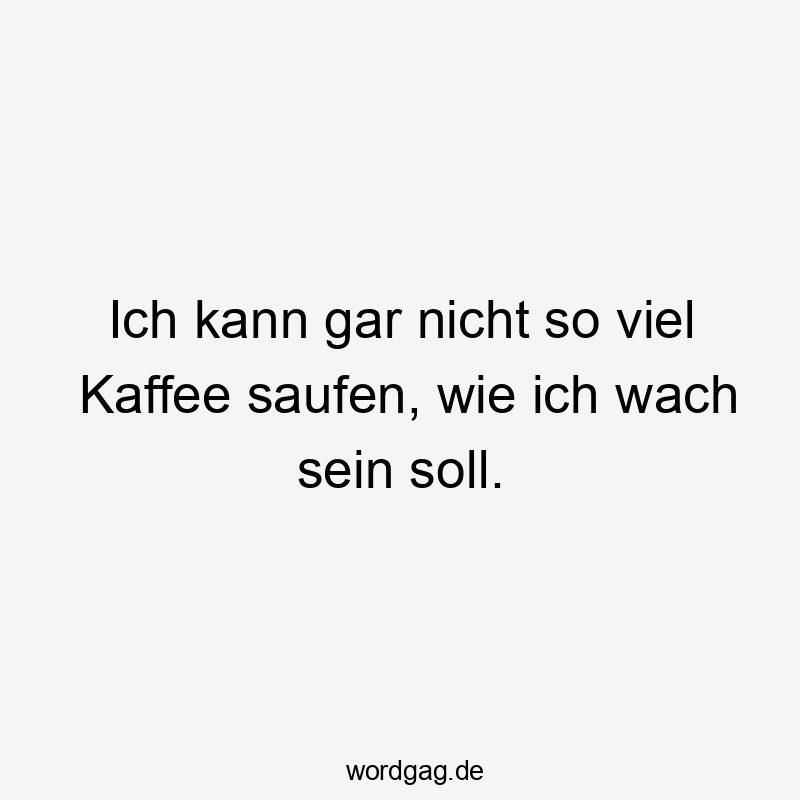 Ich kann gar nicht so viel Kaffee saufen, wie ich wach sein soll.