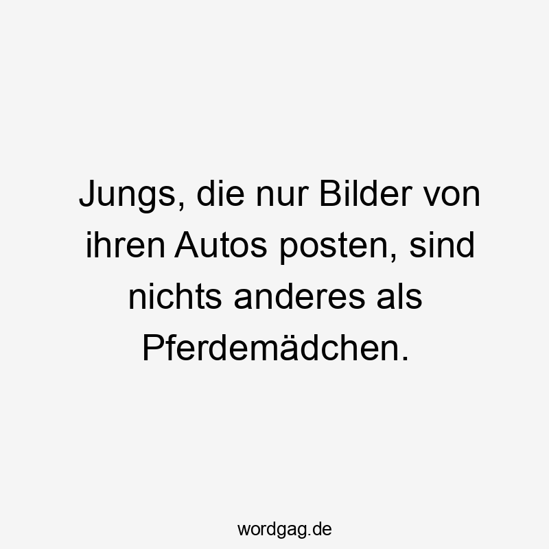Jungs, die nur Bilder von ihren Autos posten, sind nichts anderes als Pferdemädchen.