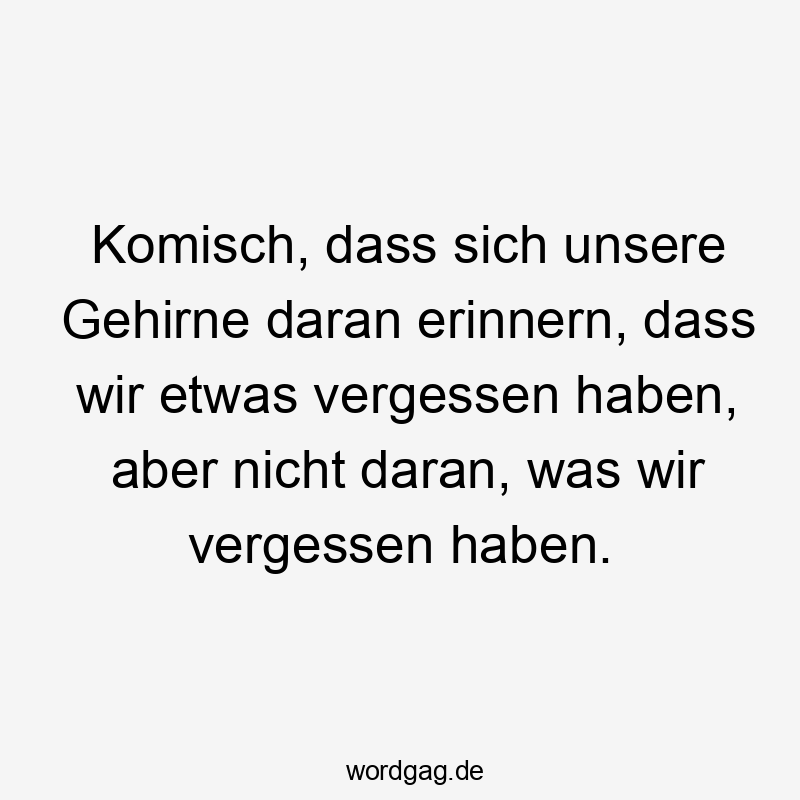 Komisch, dass sich unsere Gehirne daran erinnern, dass wir etwas vergessen haben, aber nicht daran, was wir vergessen haben.
