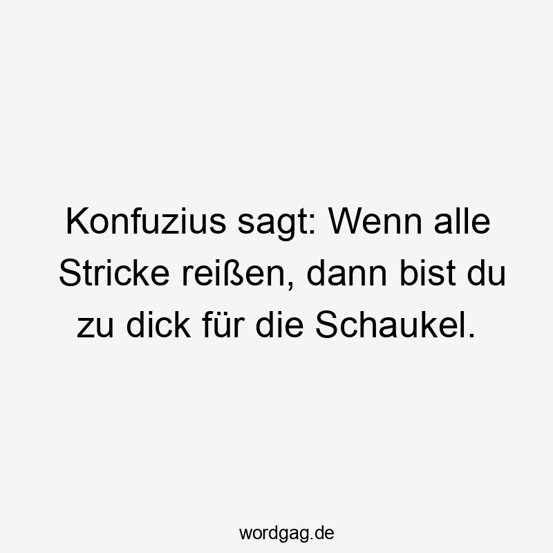 Lustige Schaukel Sprüche - Konfuzius sagt: Wenn alle Stricke reißen, dann bist du zu dick für die Schaukel.
